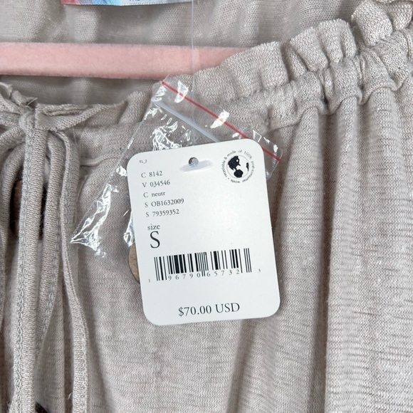 Free People Beach Cream Beige Oversized Blouse Boho Top Button Front Hemp New - Picture 6 of 12